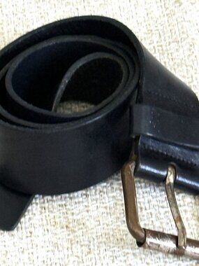 AIREPUBLIC Belt Men's Black Genuine Leather Brass Metal Buckle Size L